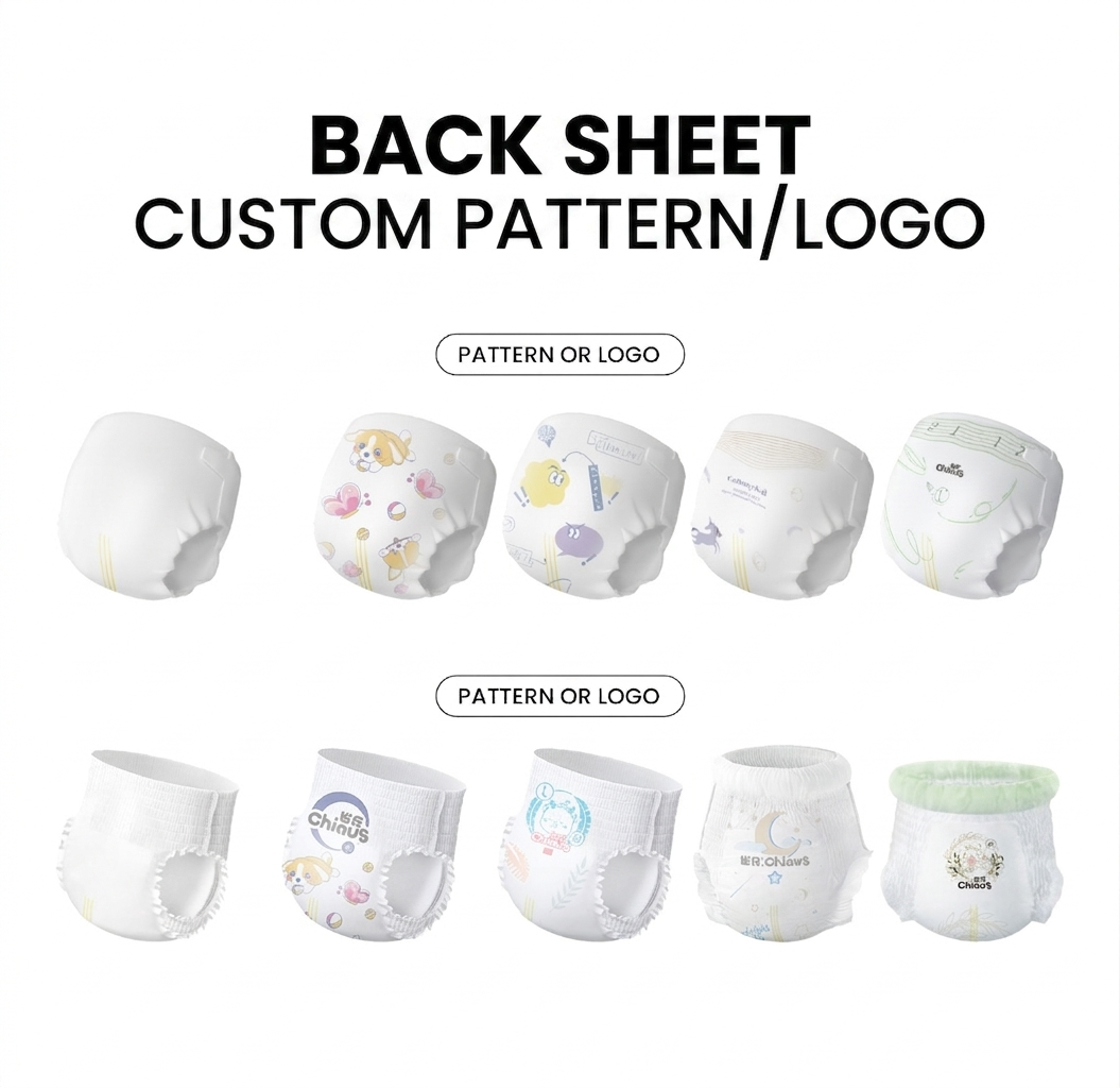 back sheet customization of diaper pants and tape diapers back sheet customization of diaper pants and tape diapers