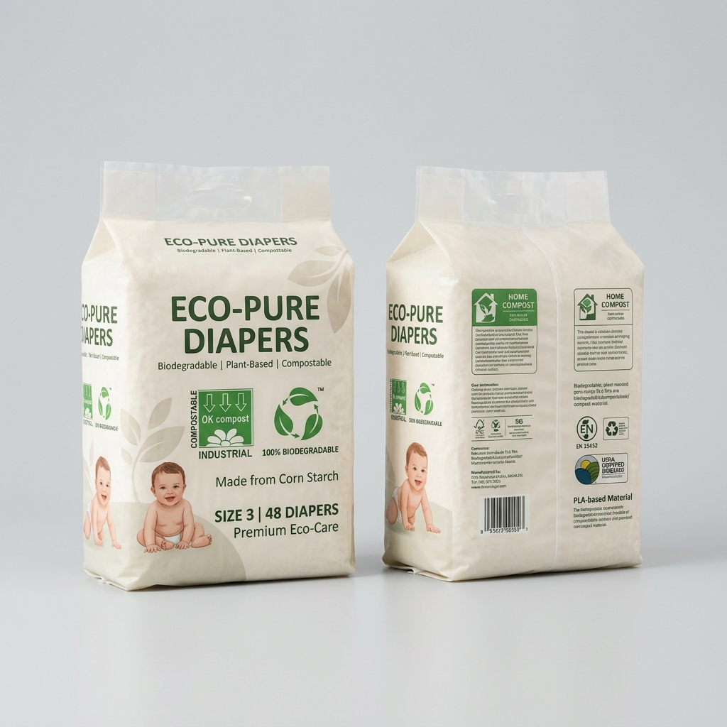 PLA cornstarch fully compostable polybag packaging