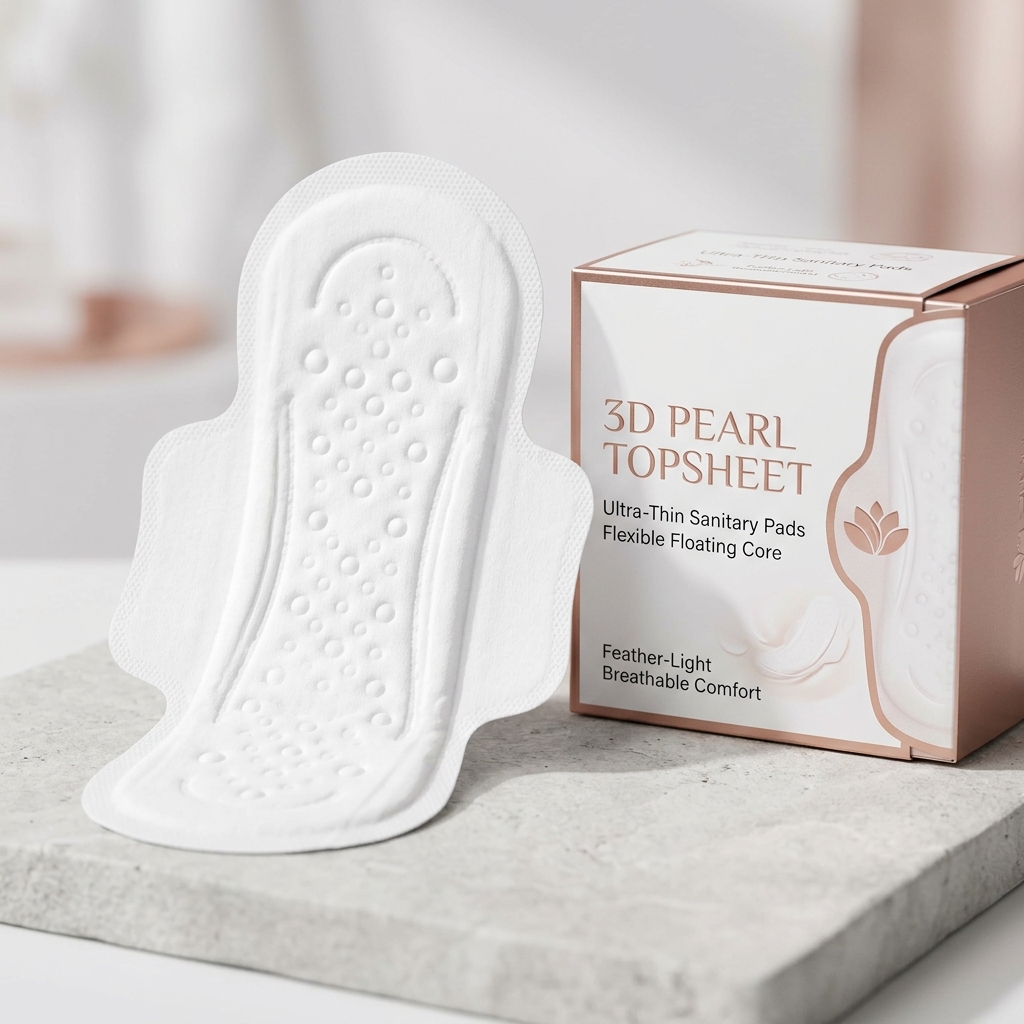 Ultra-Thin Pearl Topsheet Sanitary Pads with Flexible 3D Floating Absorbent Core