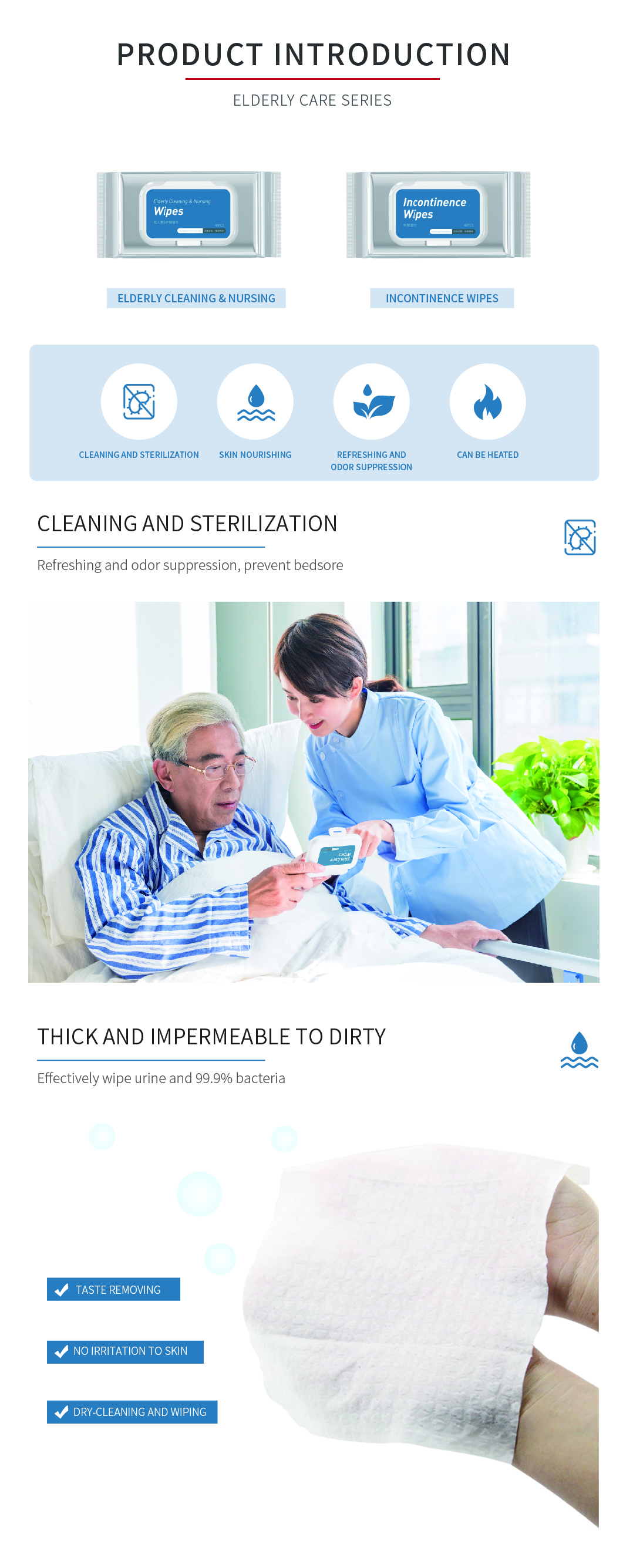 Incontinence Wipes China Wet Wipes Manufacturer Used for The Elder,