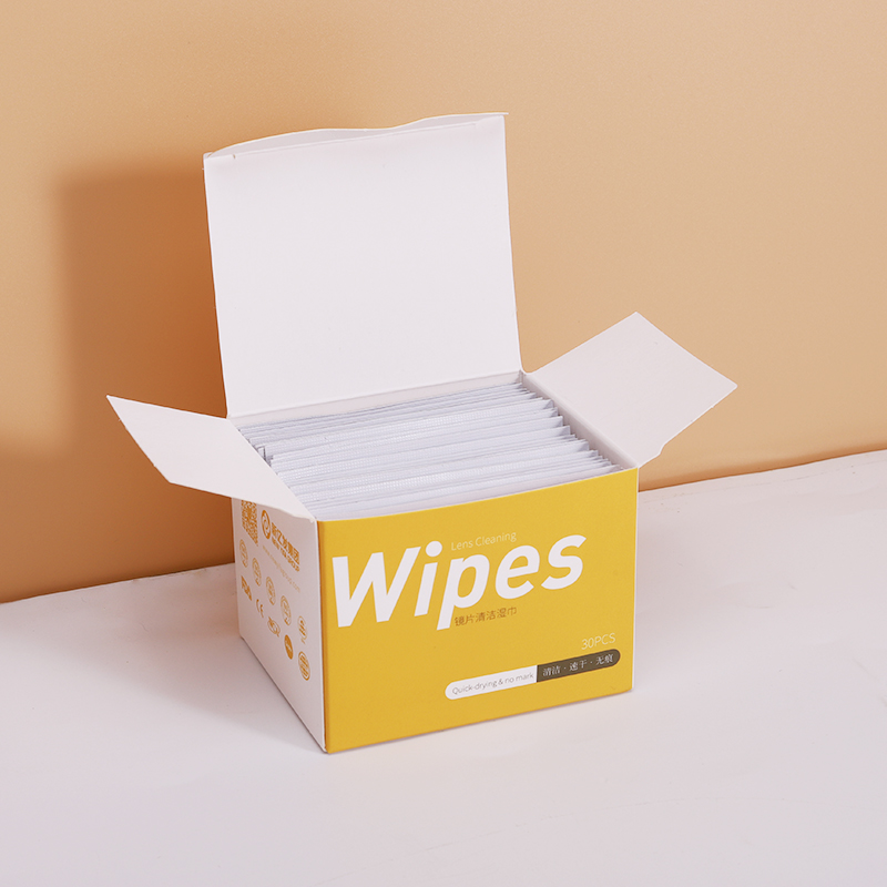 Oem wet wipes box package lens wet wipes for glasses cleaning