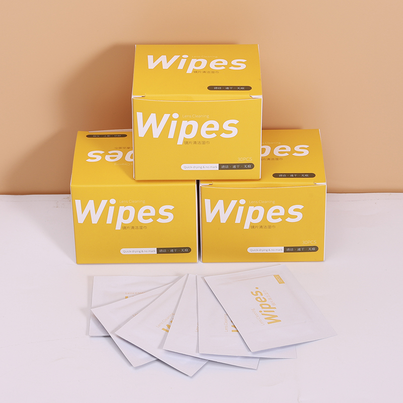 Oem wet wipes box package lens wet wipes for glasses cleaning