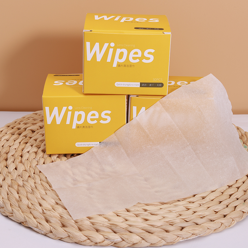 Oem wet wipes box package lens wet wipes for glasses cleaning