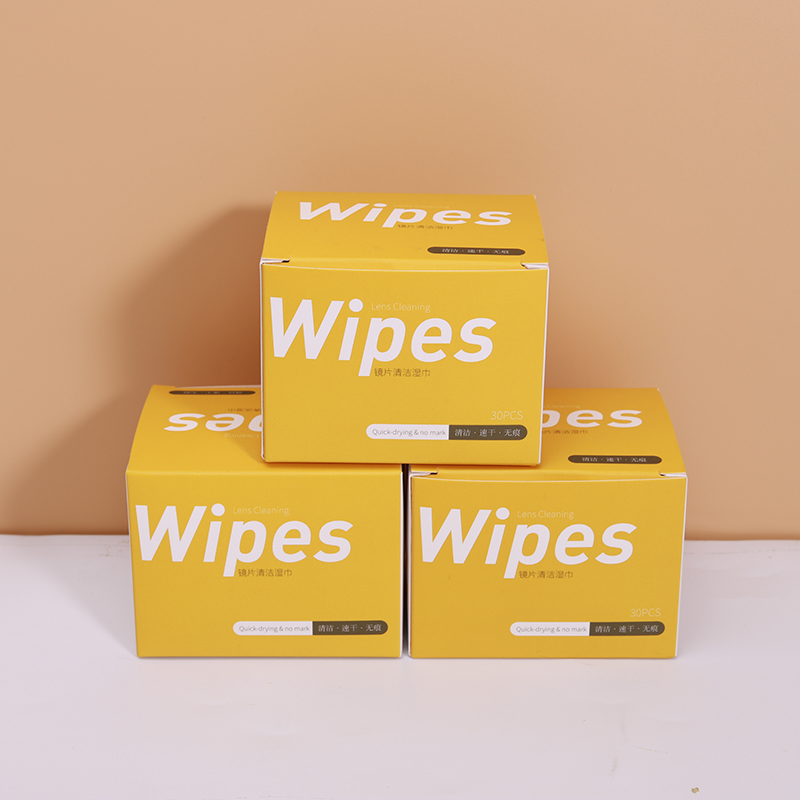 Oem wet wipes box package lens wet wipes for glasses cleaning