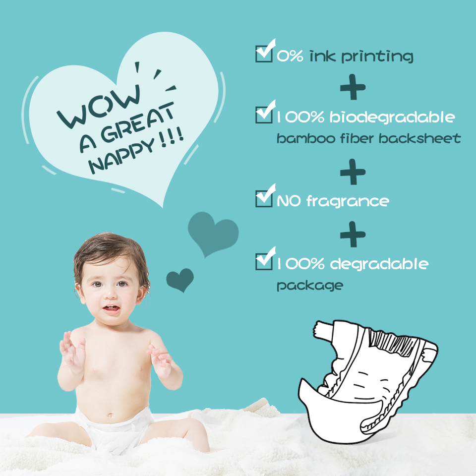 Biodegradable eco-friendly bamboo diaper manufacturer baby nappy