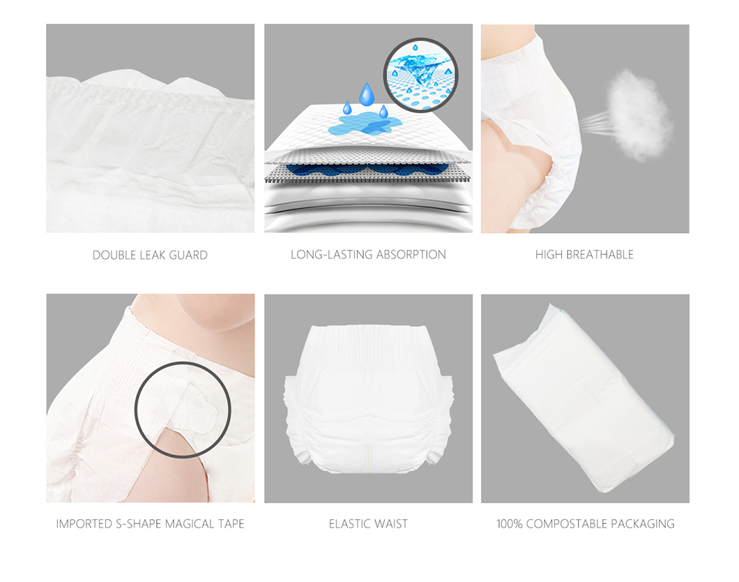 Organic Natural Disposable Baby Diaper Manufacturer with Mass Absorbency