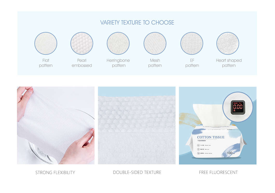 Dry Cotton Baby Wipes Soft Durable Unscented Cloth Tissue for Sensitive Skin - OEM Dry Tissue