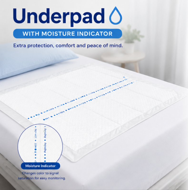 Palmjoy underpads with wetness indicator